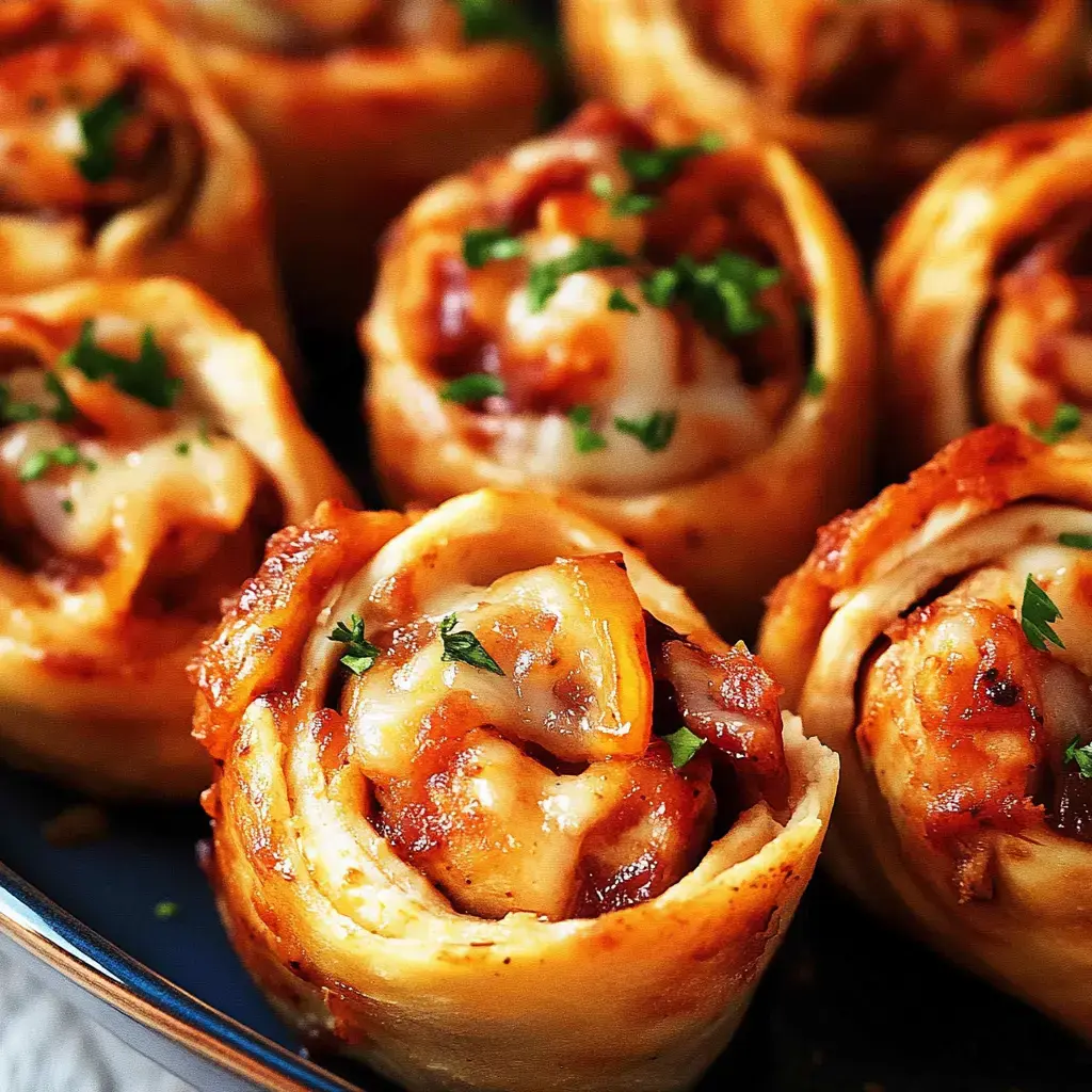 Gros plan sur des roulés dorés, farcis de fromage et viande, parsemés de persil frais.