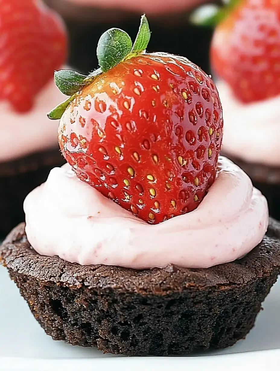 Un cupcake chocolat surmonté de glaçage rose et d'une fraise fraîche.