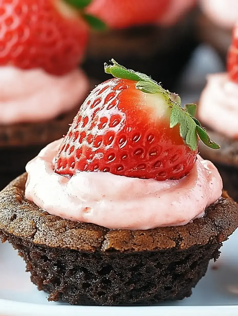 Zoom sur un cupcake chocolat, glaçage rose et fraise fraîche.