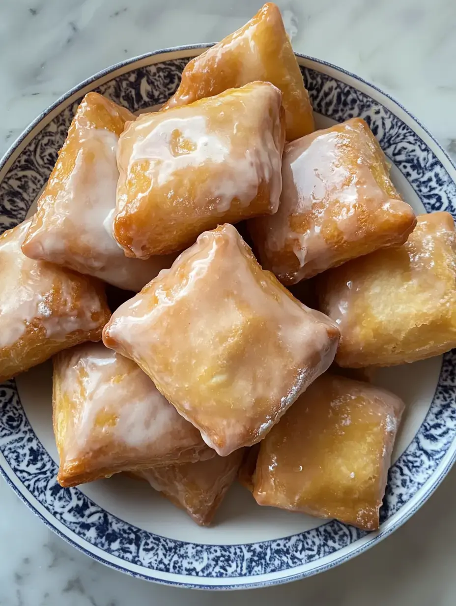 Une assiette de carrés dorés et brillants empilés les uns sur les autres.