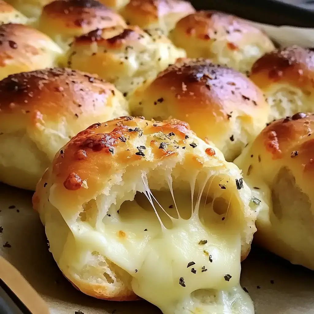 Des boules fourrées au fromage toutes dorées, avec le fromage chaud qui coule d’une bouchée.