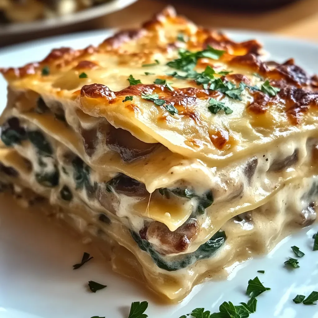 Lasagnes crémeuses épinards champignons