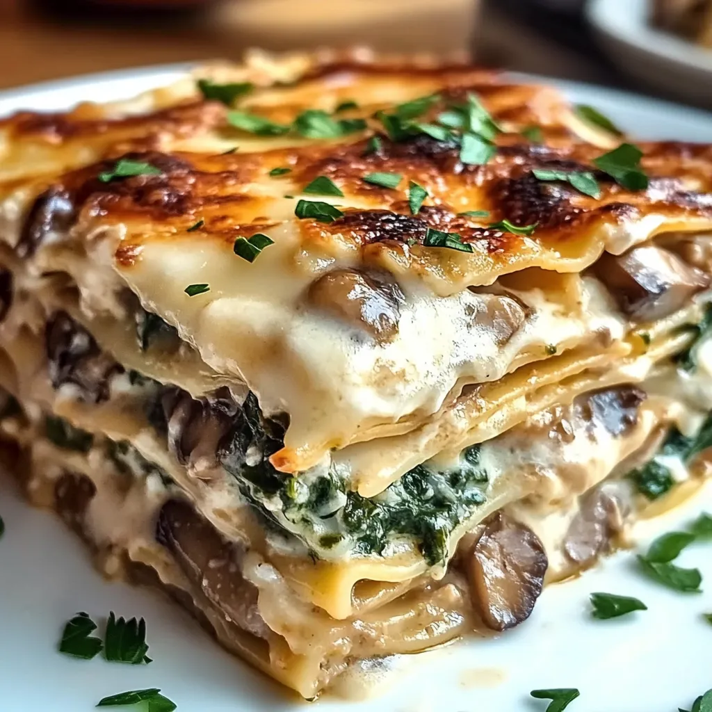 Lasagnes crémeuses épinards et champignons