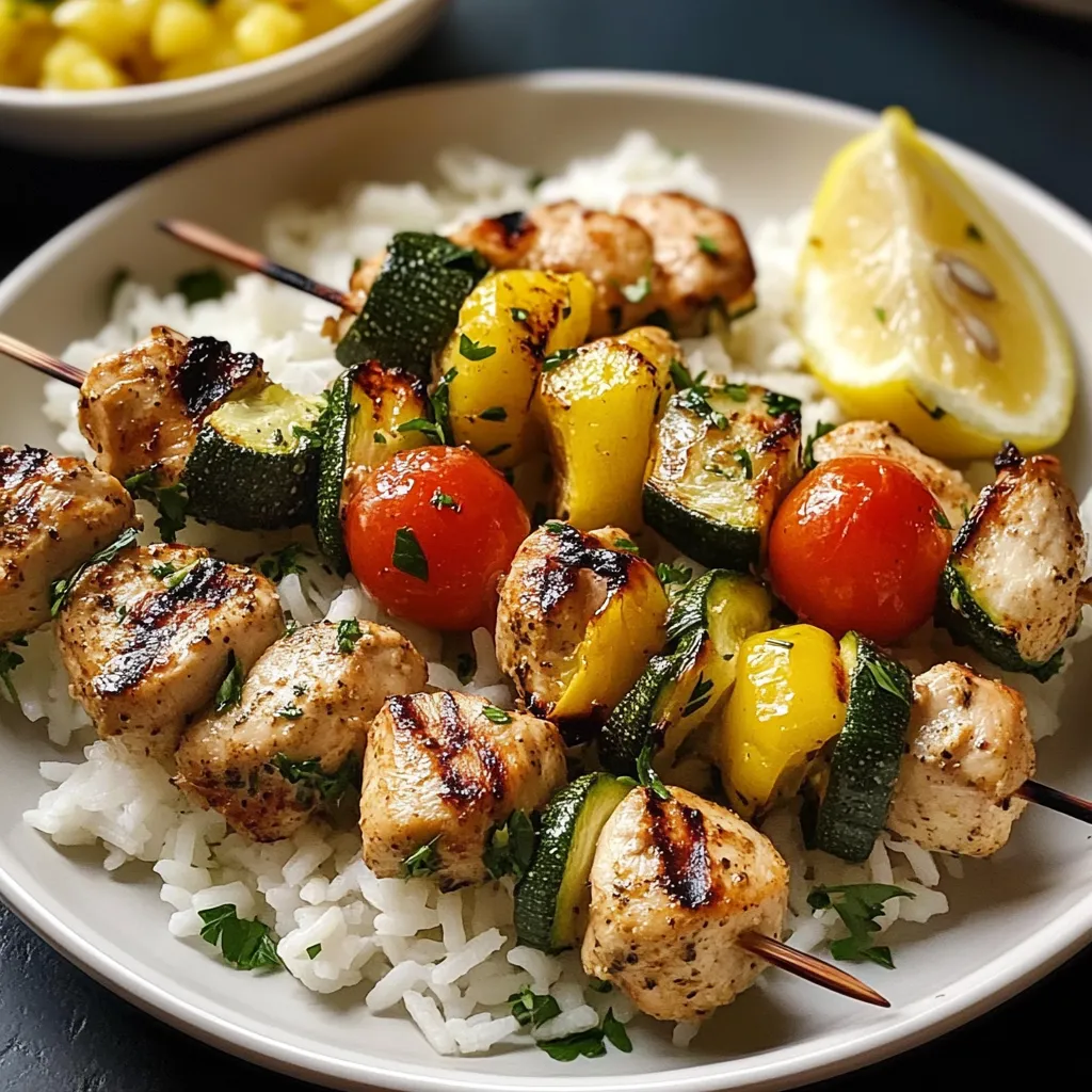 Brochettes de poulet grillé