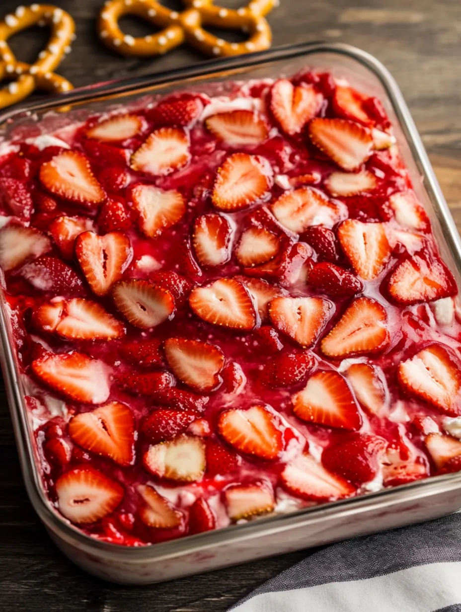 Salade gelée aux fraises et bretzels
