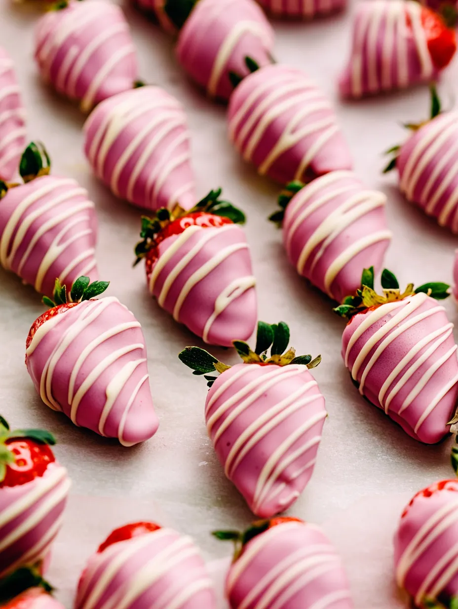 Fraises enrobées de chocolat rose faciles