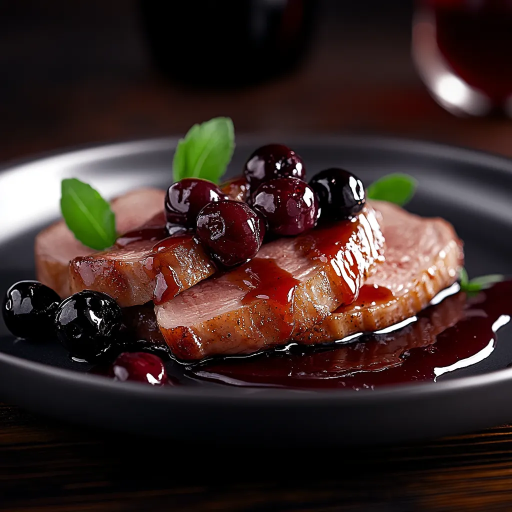 Canard Poêlé avec Réduction aux Cerises
