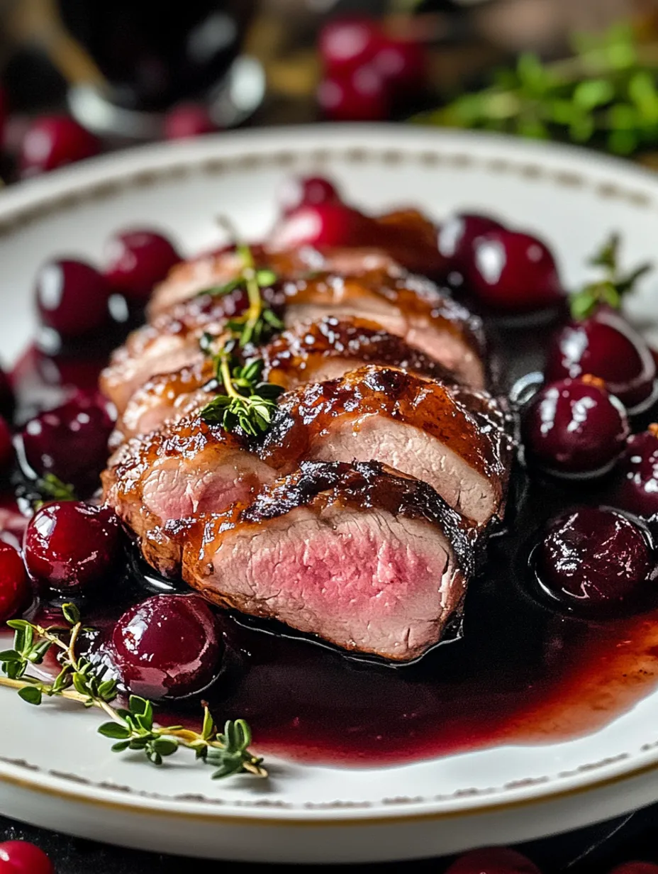 Magret de Canard saisie réduction cerises
