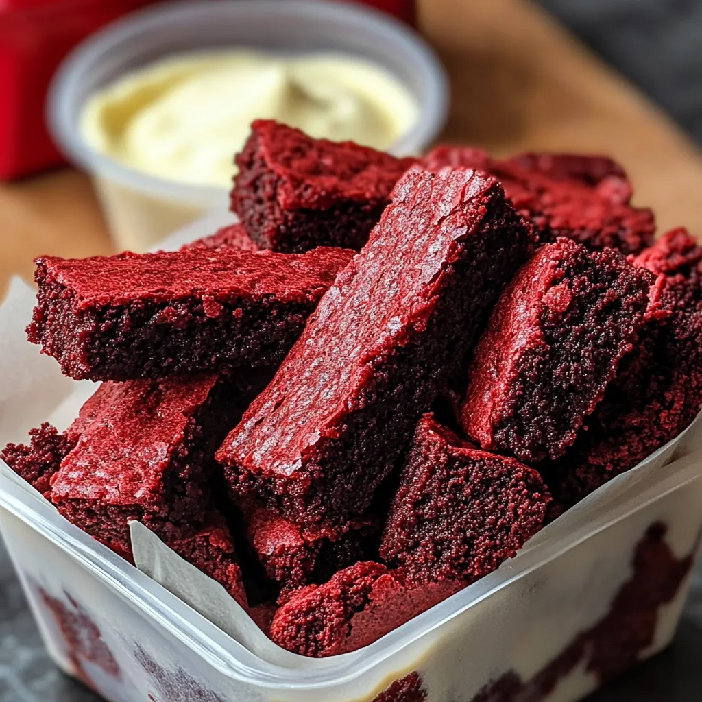 Bâtonnets Velours Rouge avec Dip Fromage