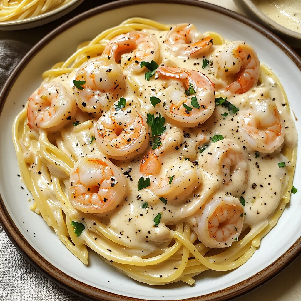 Pâtes aux crevettes et à l'ail