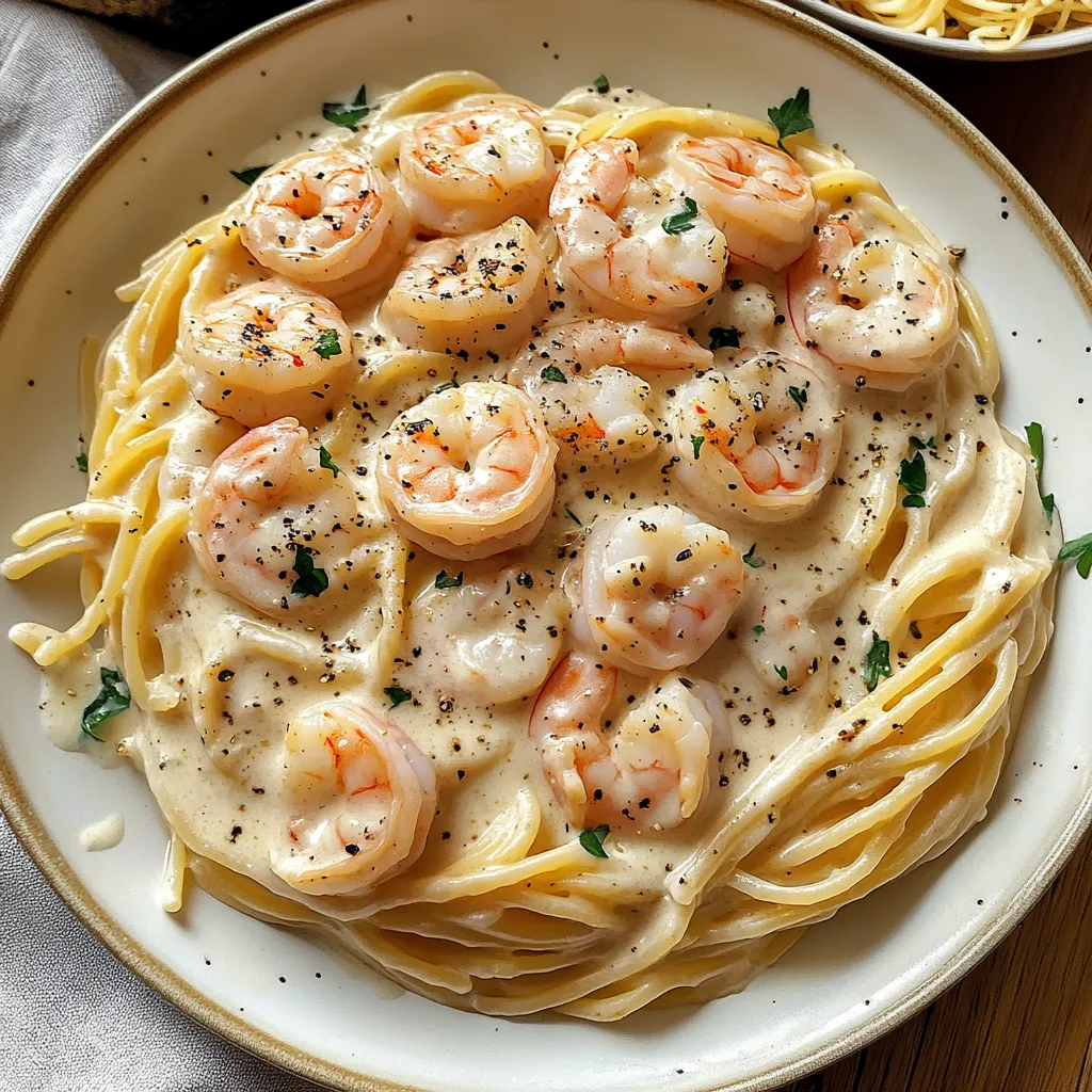 Pâtes Crémeuses aux Crevettes à l’Ail