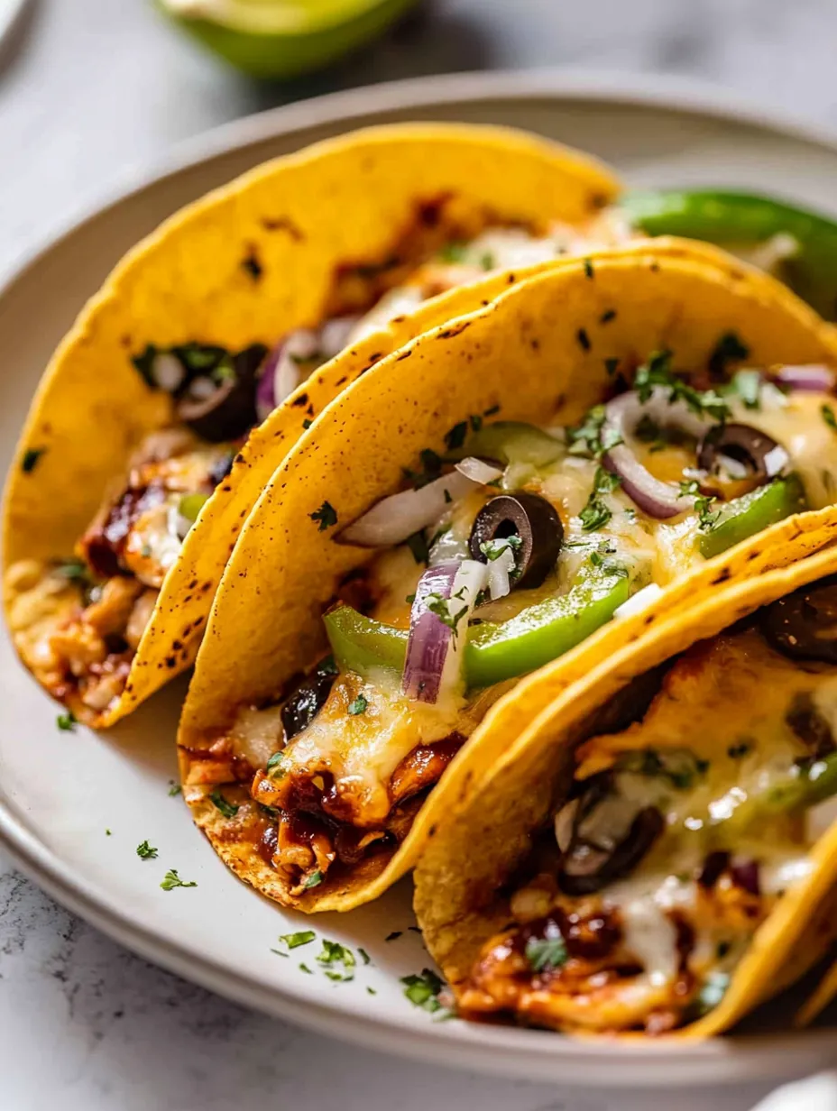 Tacos Pizza Poulet BBQ Gratinés au Four