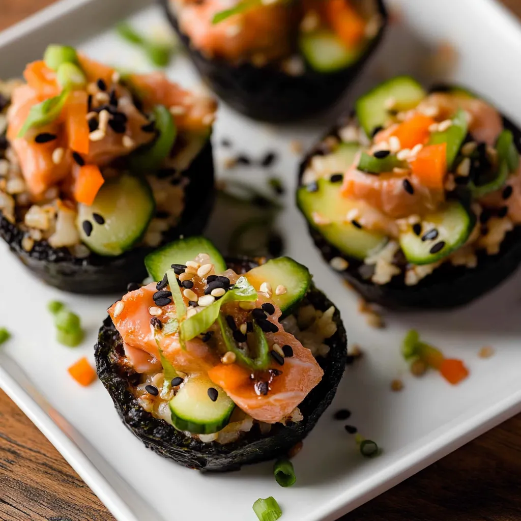 Recette de Muffins Sushi Piquants au Saumon