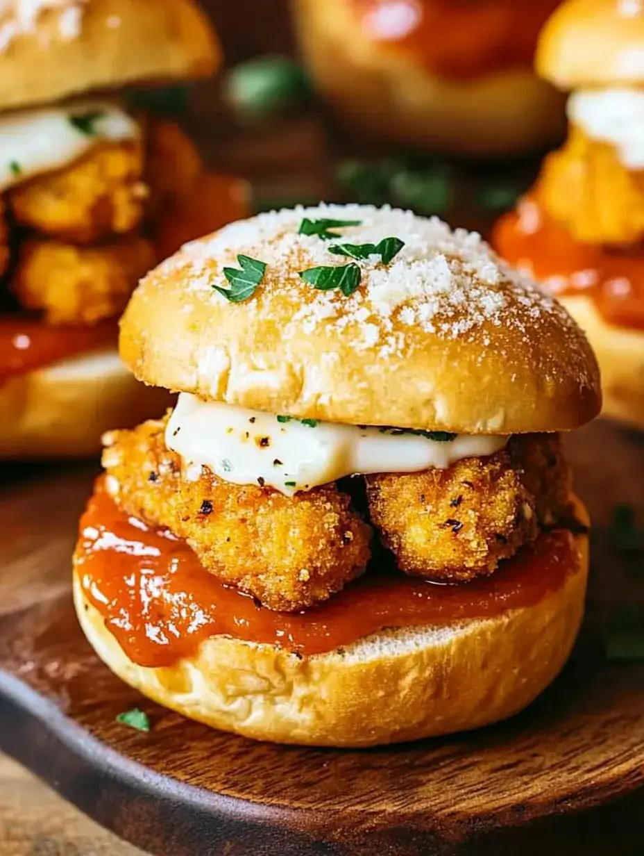 Gros plan sur un sandwich avec poulet croustillant, sauce tomate, herbes sur pain tout moelleux.