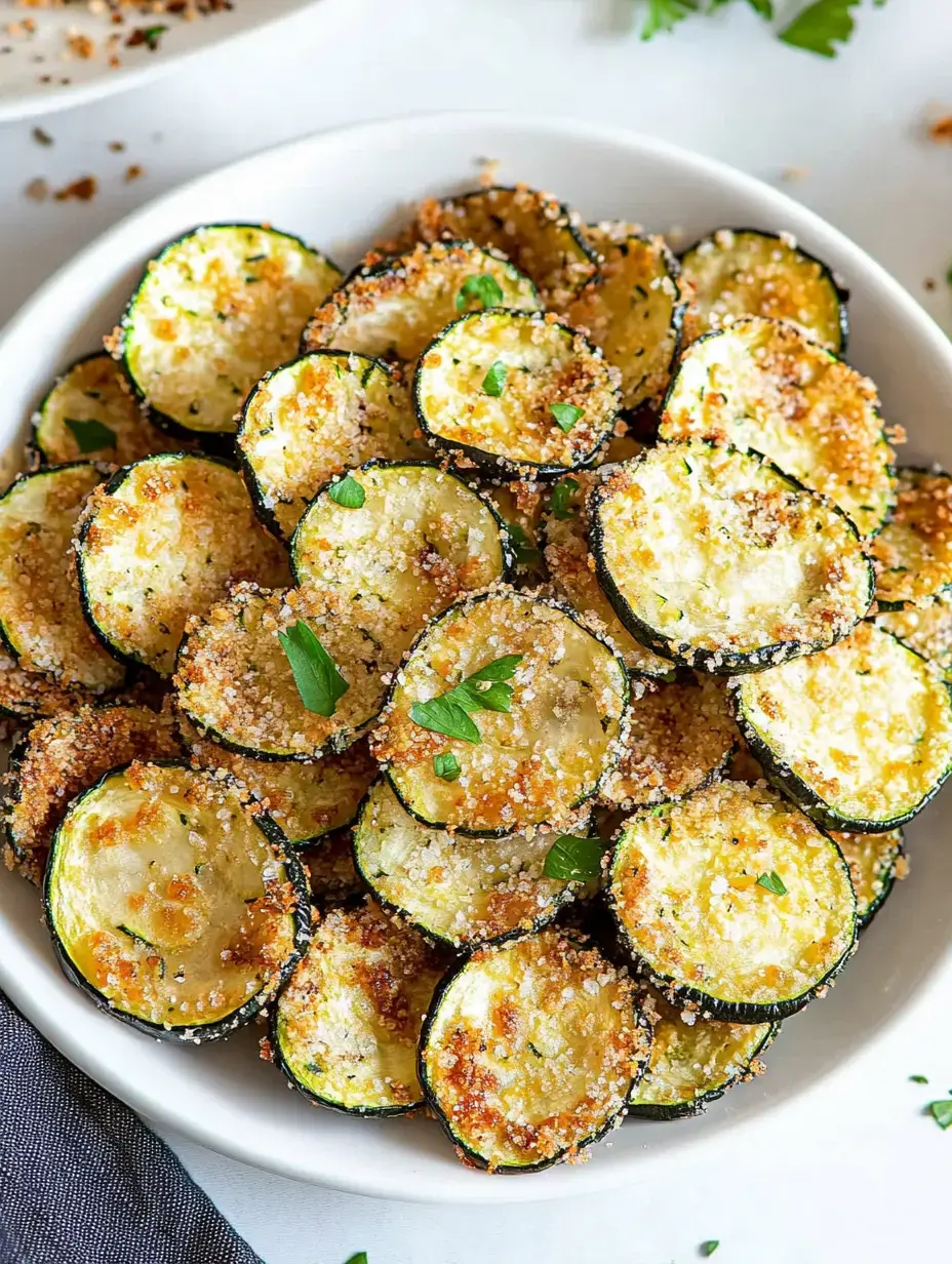 Un bol contenant des courgettes en tranches dorées et croustillantes parsemées d’herbes fraîches.