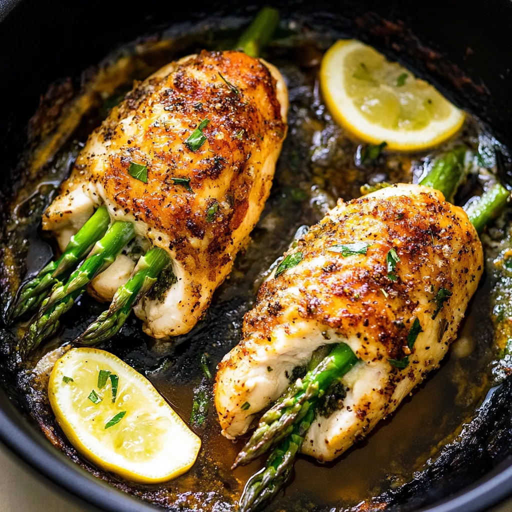 Poulet farci aux asperges fait maison