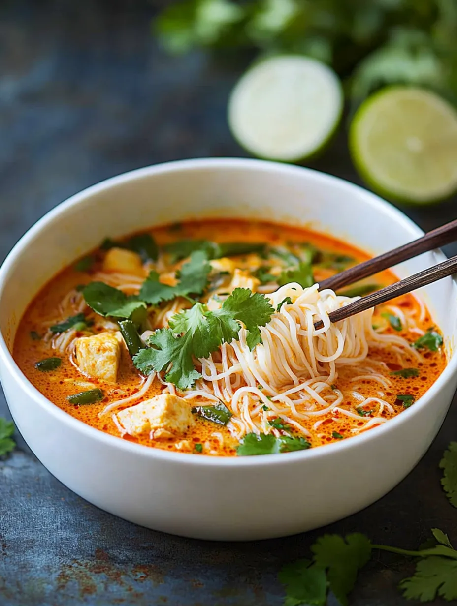 Soupe nouilles curry rouge thaï