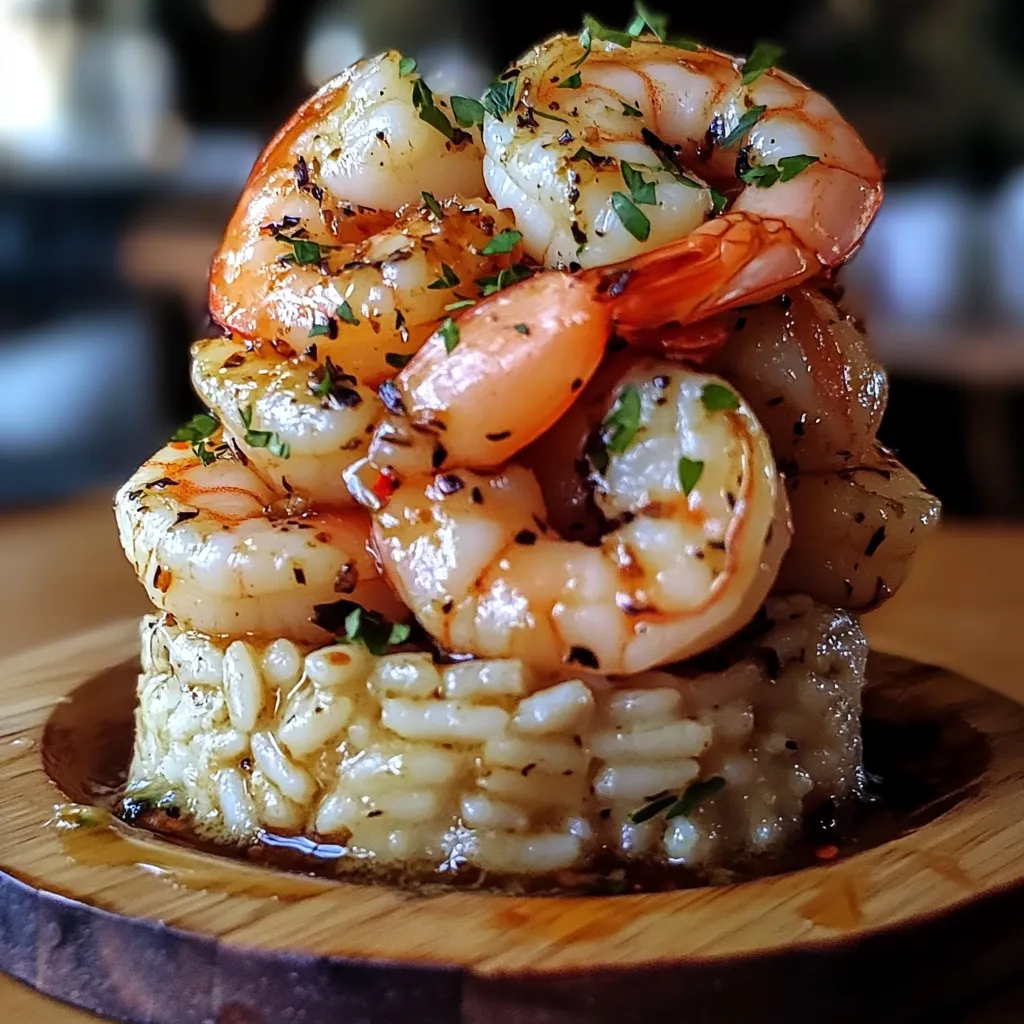 Empilement express crevettes ail beurre sur riz