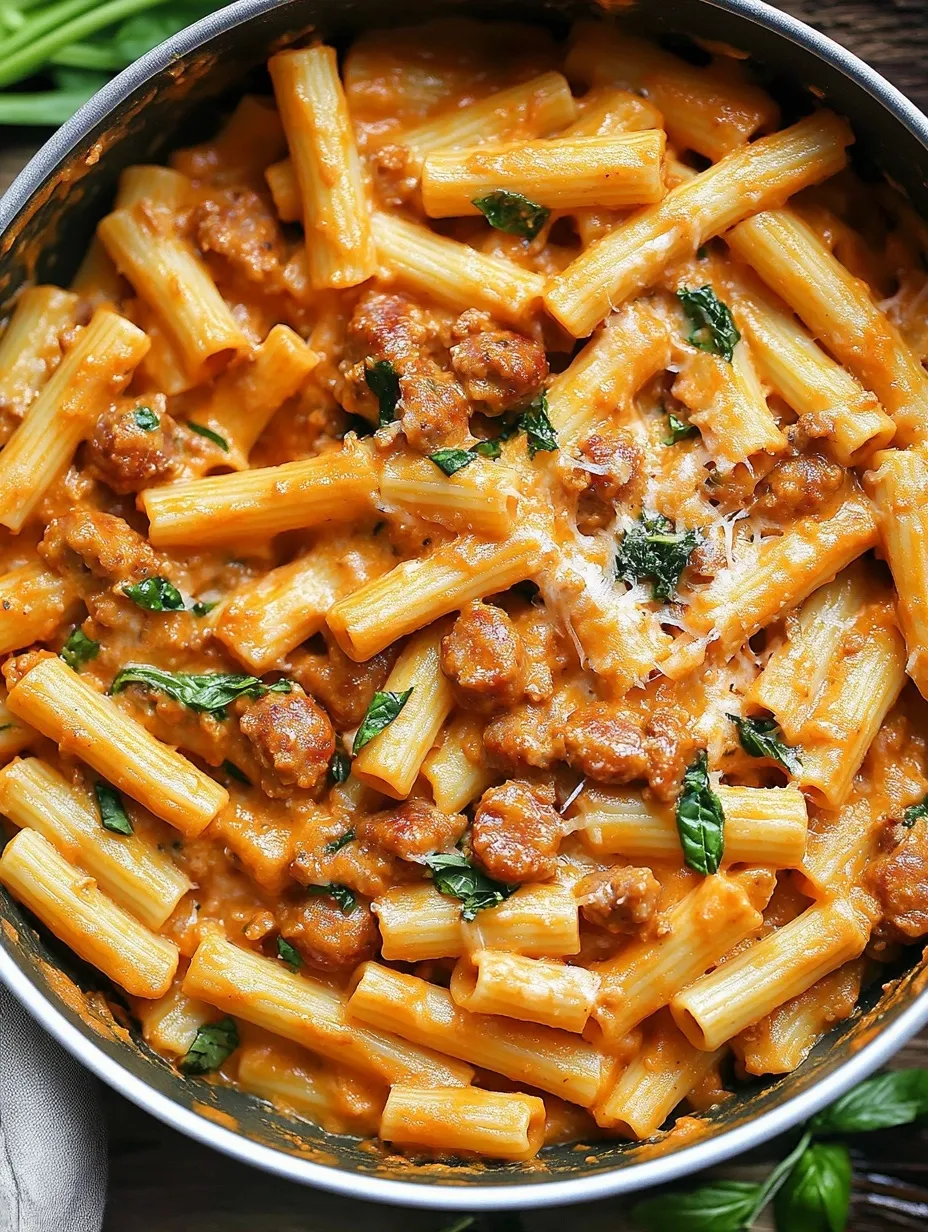 Rigatoni Crémeux aux Saucisses