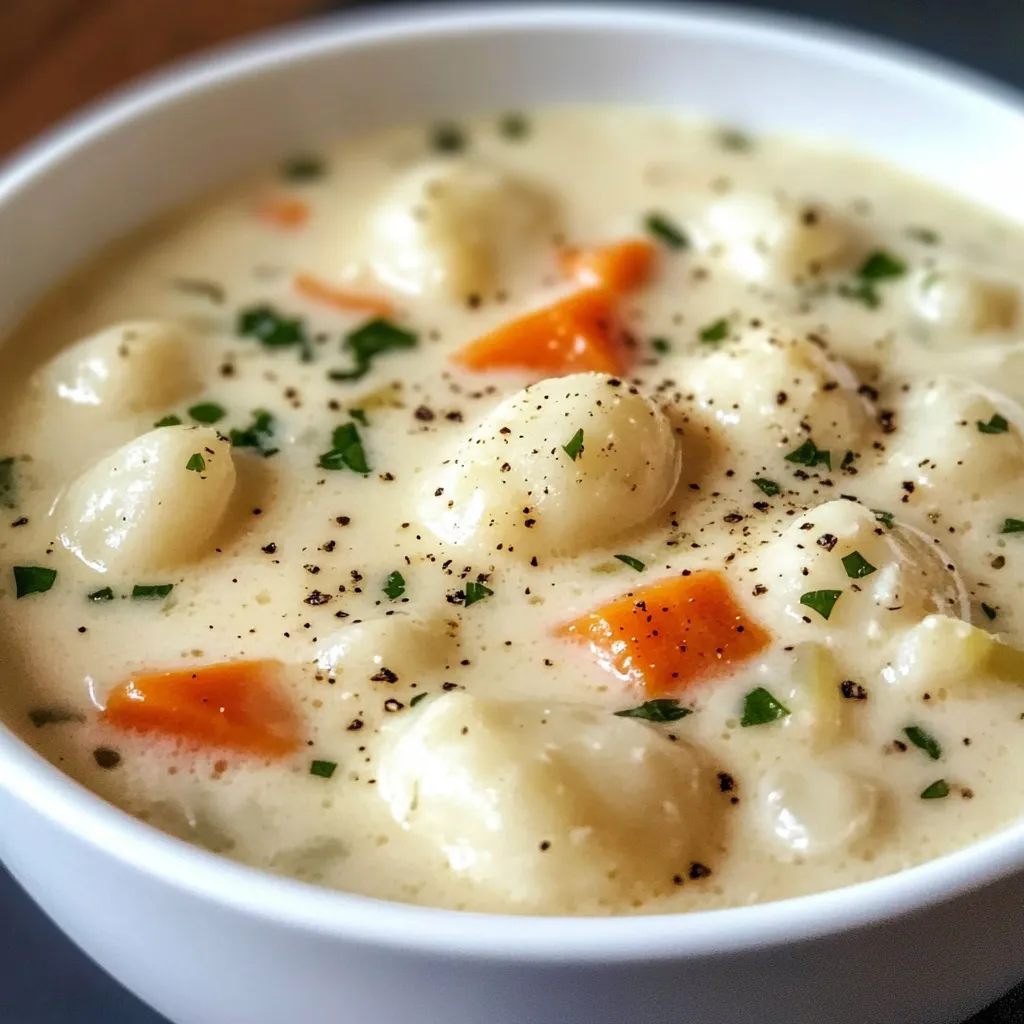Soupe Poulet et Gnocchi Crémeuse