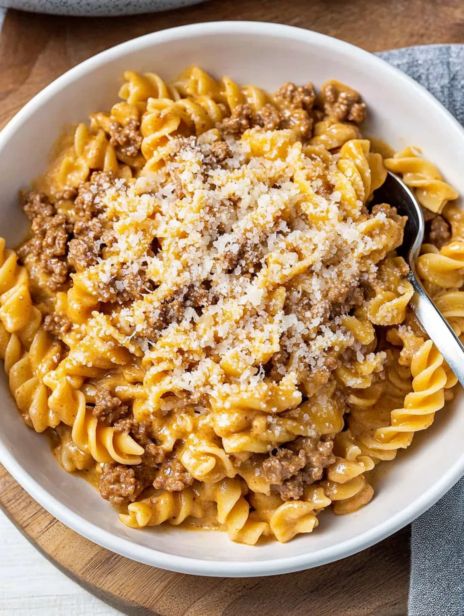 Pâtes Crémeuses au Bœuf en Une Casserole