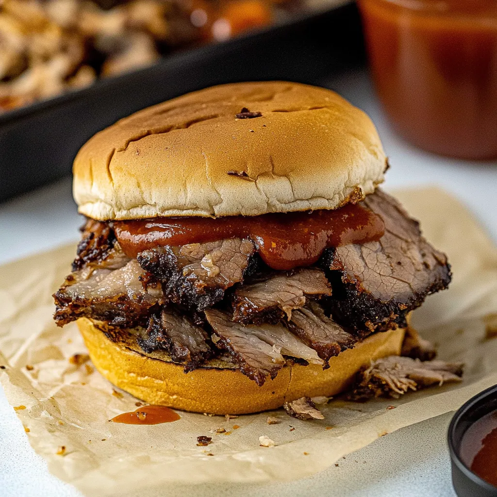Sandwich au Brisket BBQ préparé en mijoteuse