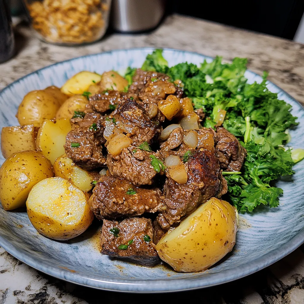 Bouchées de Bifteck au Beurre à l'Ail & Pommes de Terre à la Mijoteuse