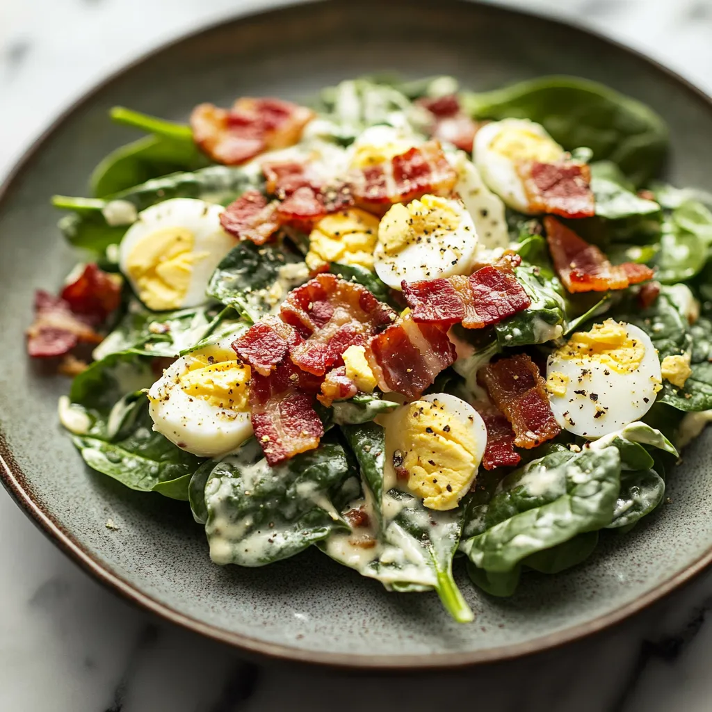 Salade d'épinards avec bacon et œufs