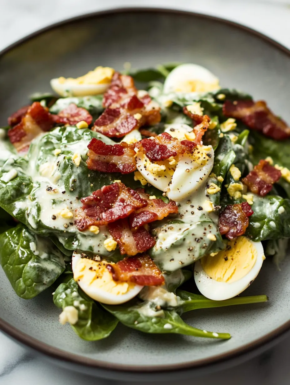 Salade d'Épinards Facile avec Bacon et Œufs