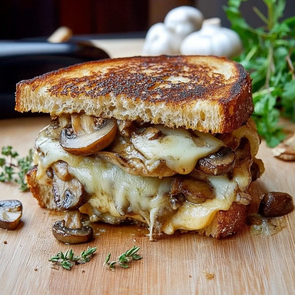 Sandwich au fromage fondu aux champignons