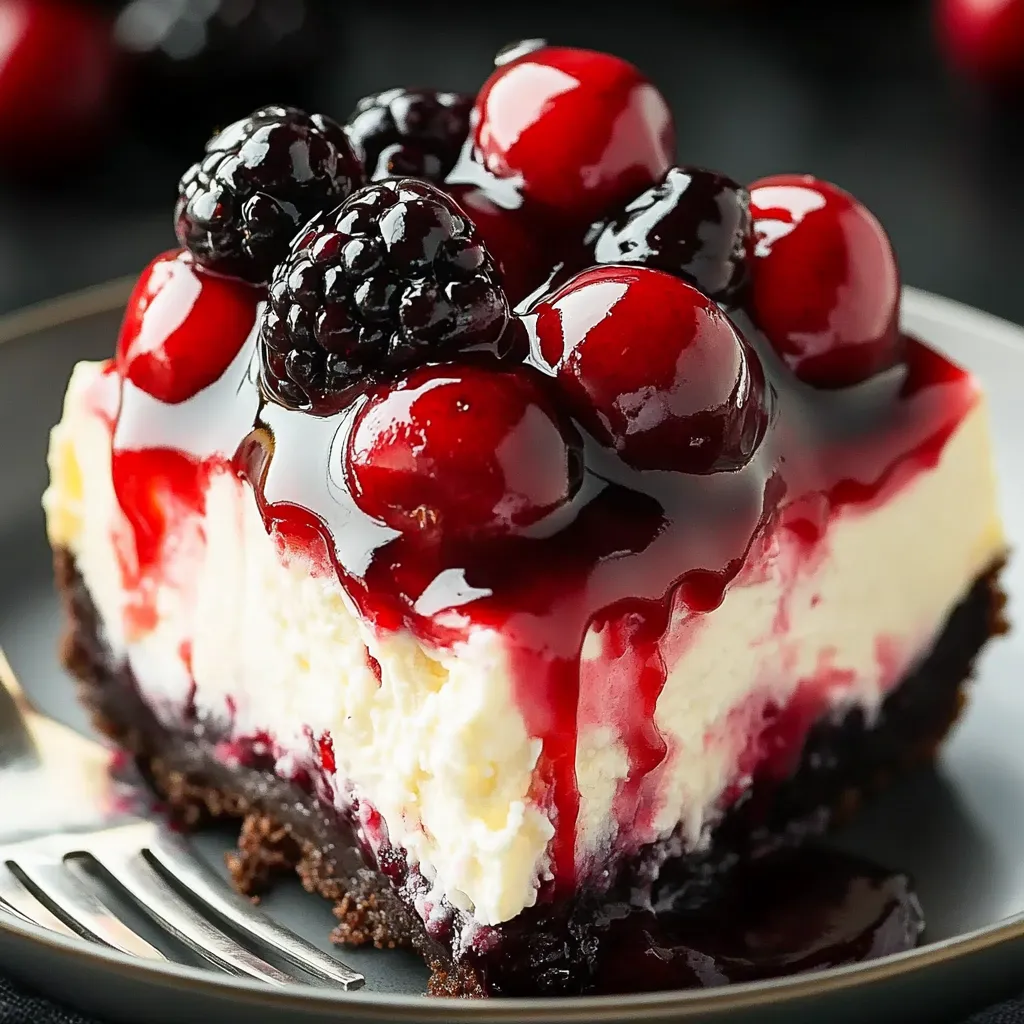 Gros plan sur le Cheesecake Forêt-Noire ultra gourmand