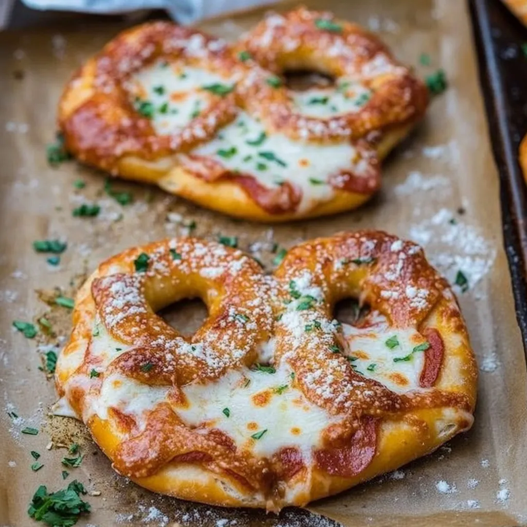 Bretzels Façon Pizza au Pepperoni et Beurre à l'Ail Faits Maison