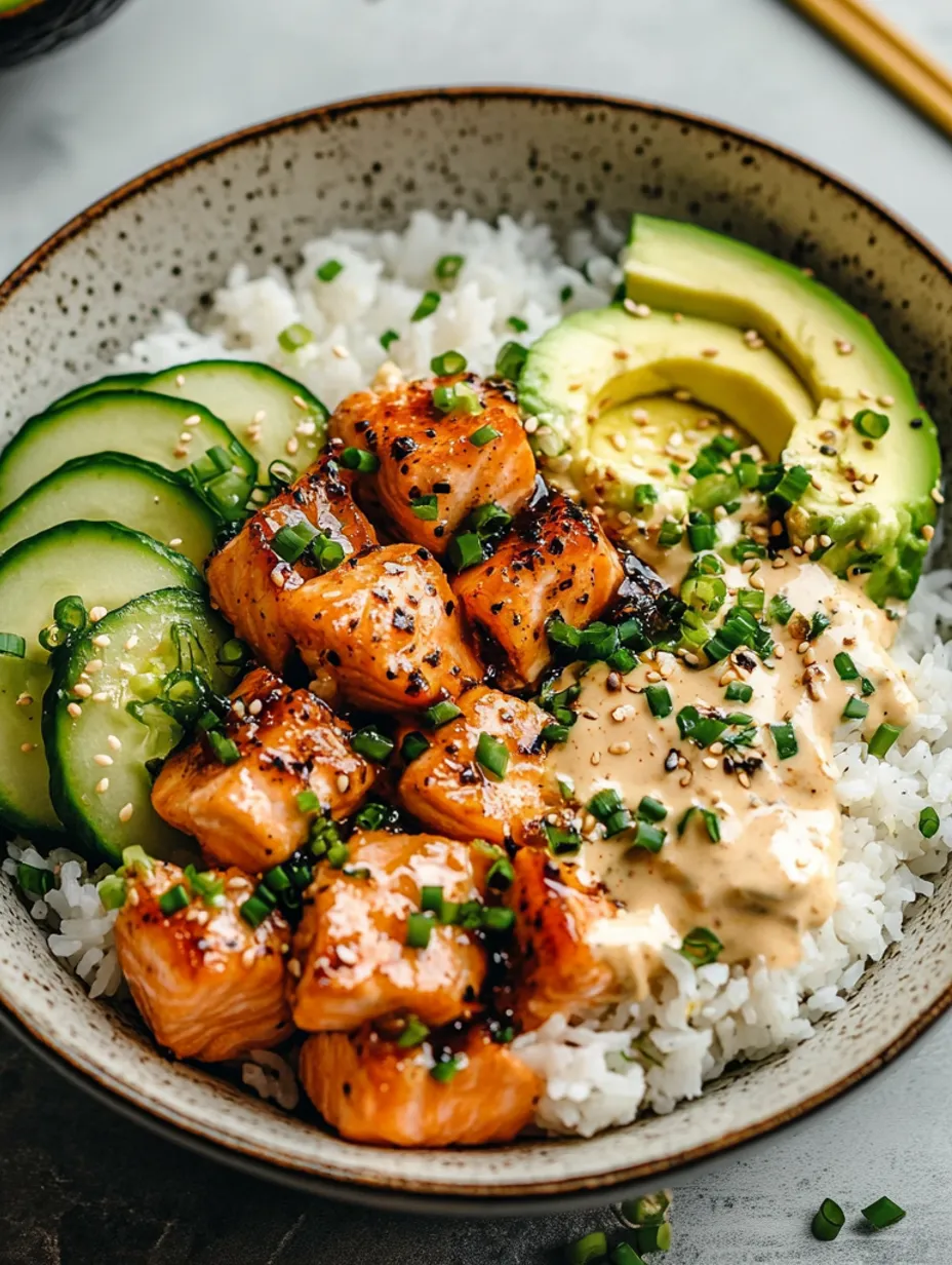 Bol de saumon épicé et riz coco