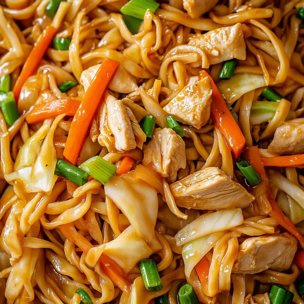 Chow mein au poulet avec sauce savoureuse