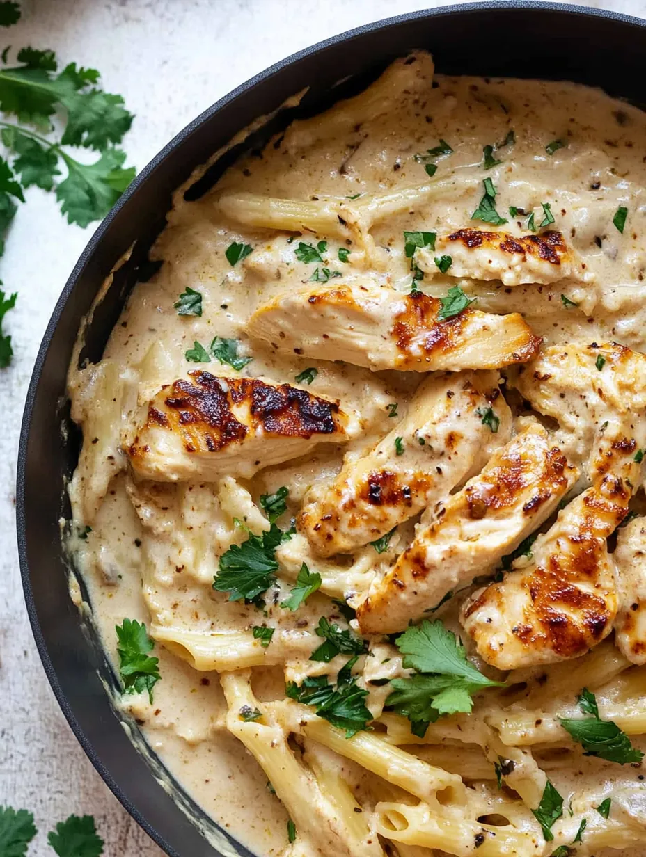 Recette des Pâtes au Poulet, Ail et Parmesan