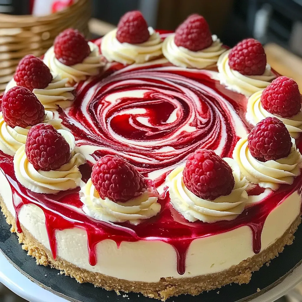 Cheesecake marbré chocolat blanc framboise