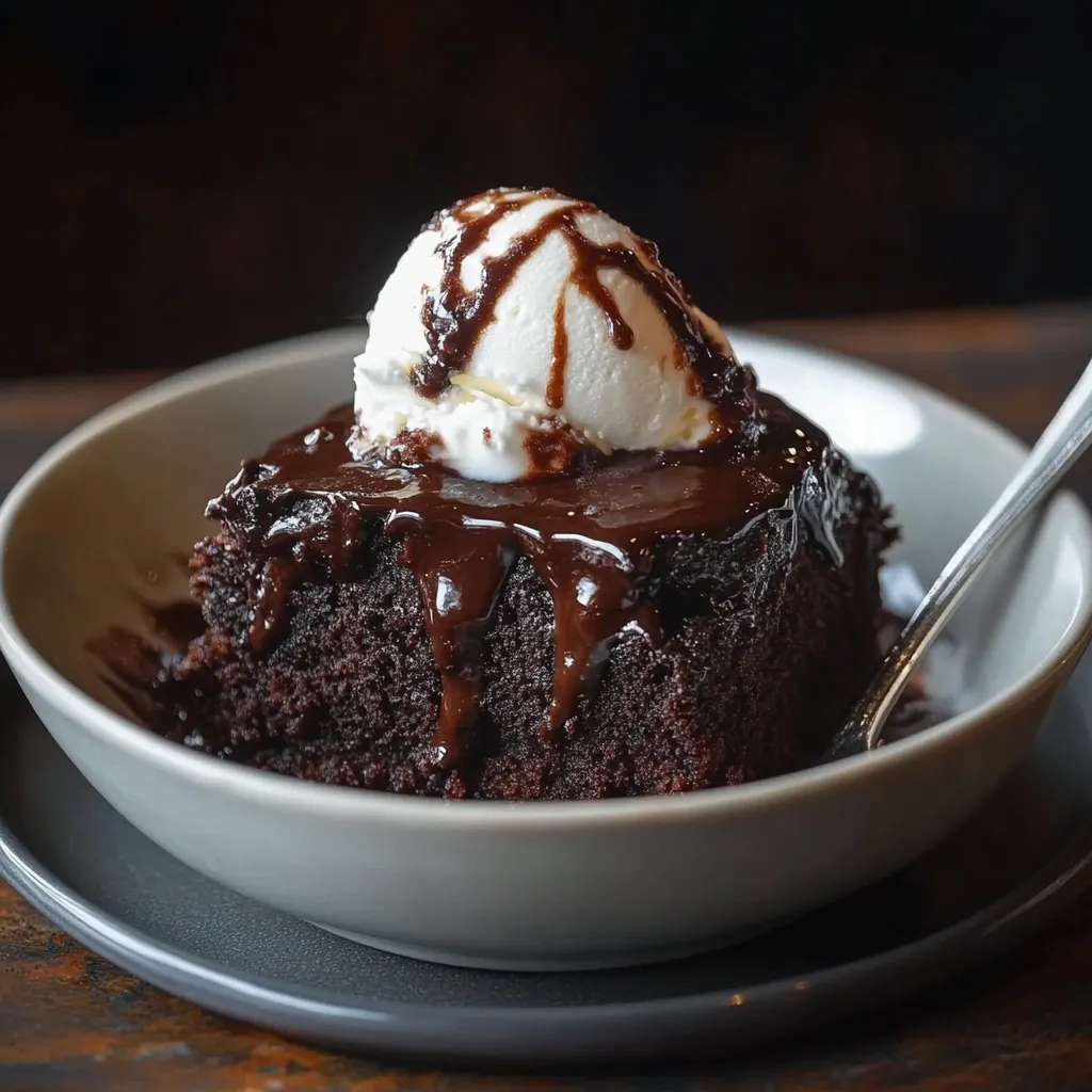 Gros plan MOELLEUX AU CHOCOLAT À LA SAUCE FUDGE