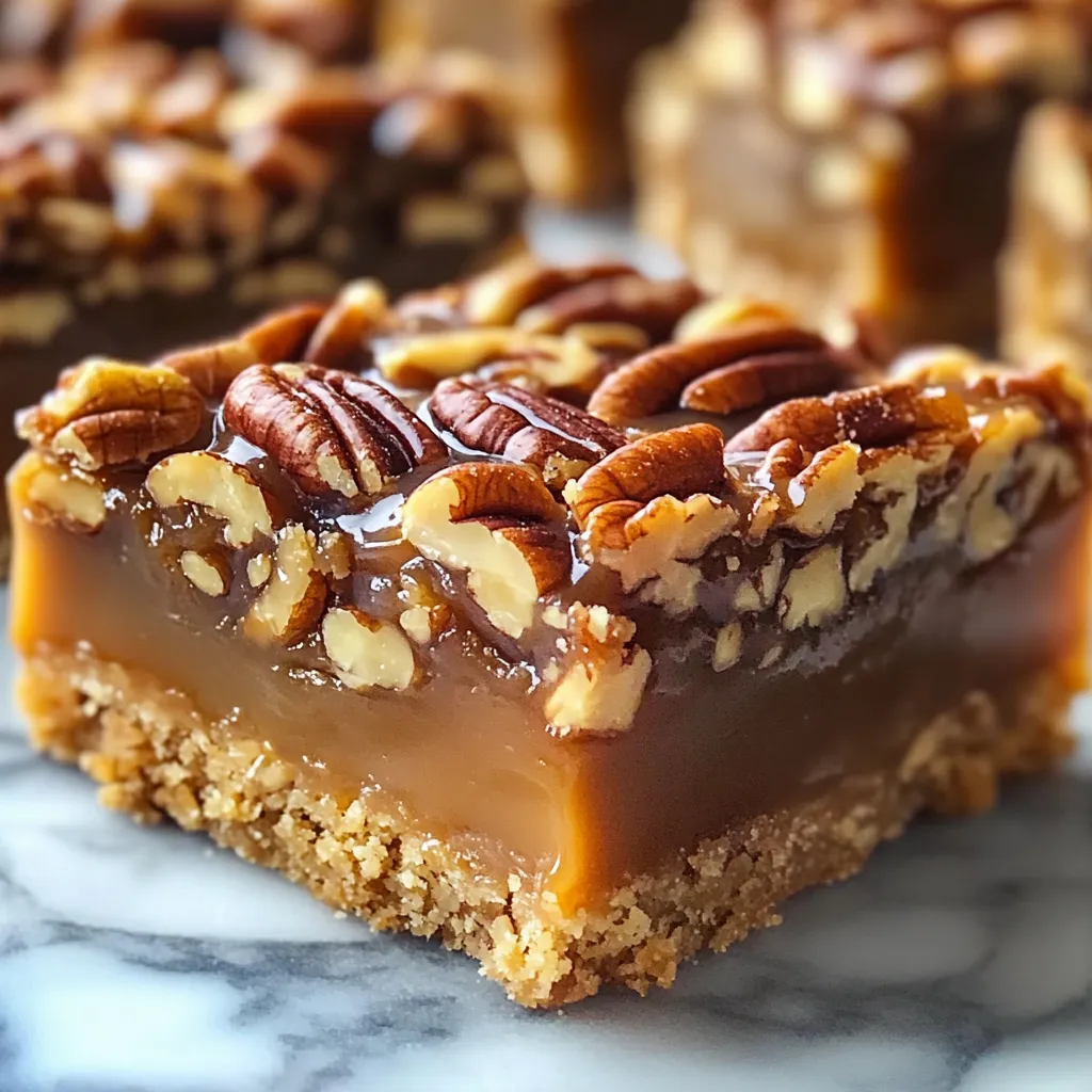 Zoom sur carrés caramel noix de pécan