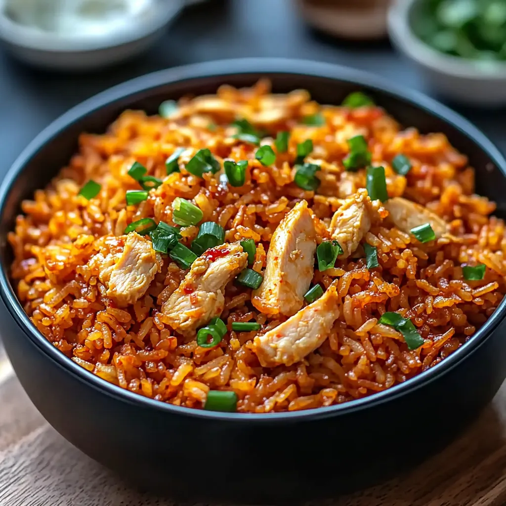 Riz sauté au poulet et kimchi