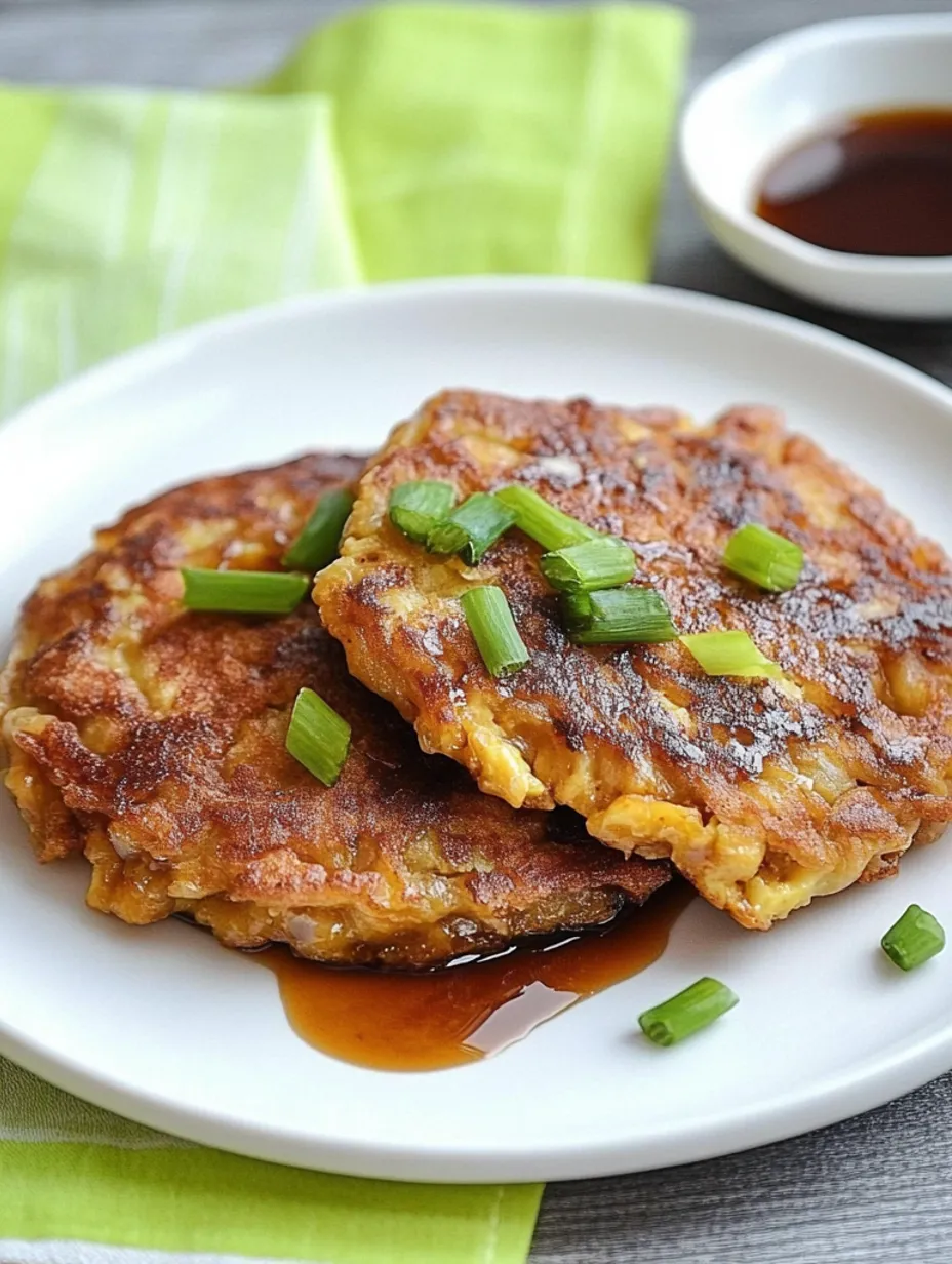 Plat chinois Egg Foo Young maison en version dorée
