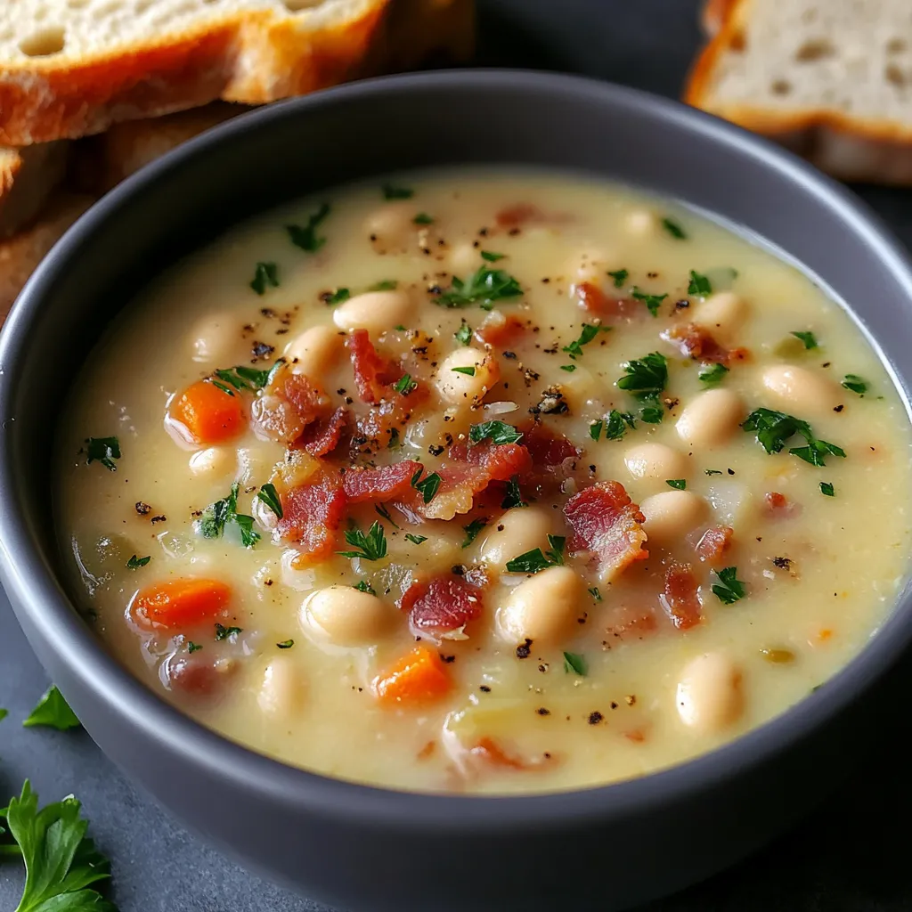 Velouté haricots lardons gourmand