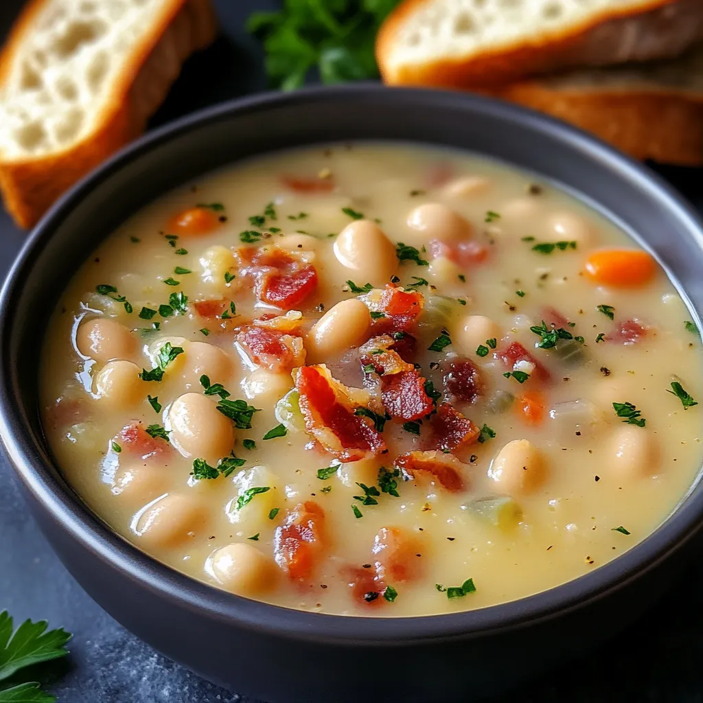 Velouté haricots blancs lardons rapide