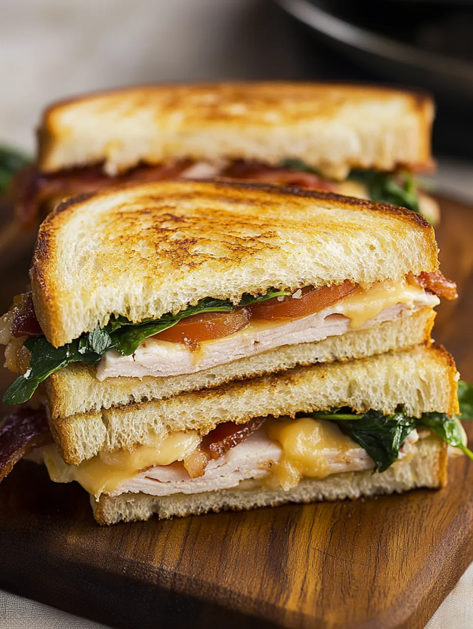 Toast dinde cheddar épinards bacon