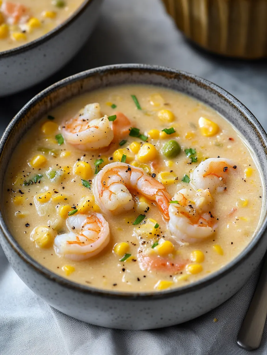 Onctueuse soupe de crevettes et maïs