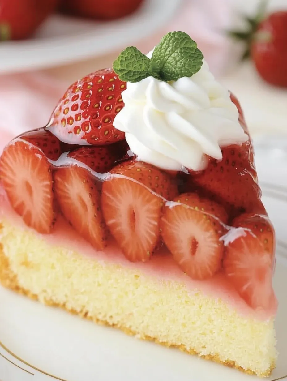 Gâteau juteux aux fraises sur fond croquant