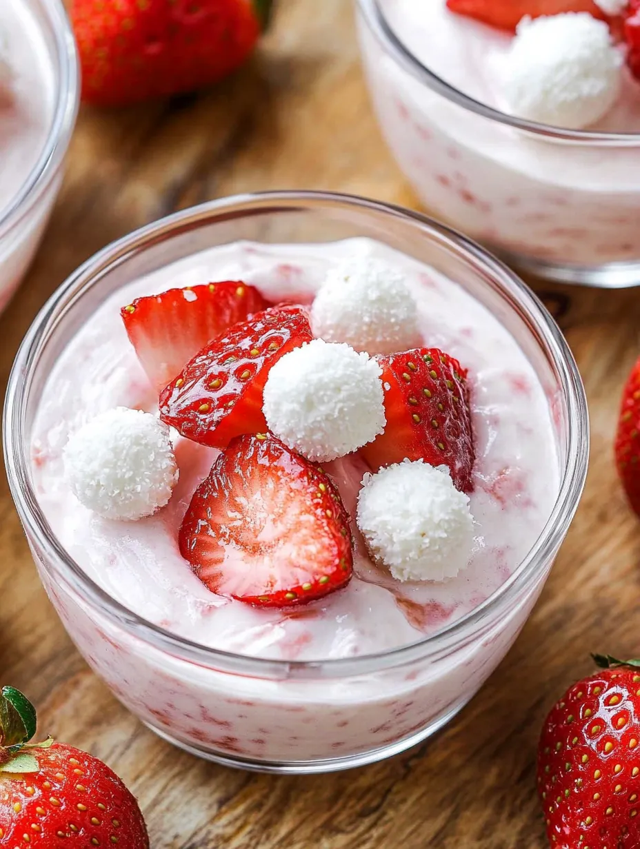Dessert crémeux fraises-Raffaello – Léger & Délicieux