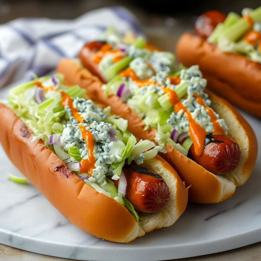 Délicieux hotdogs Buffalo au fromage bleu