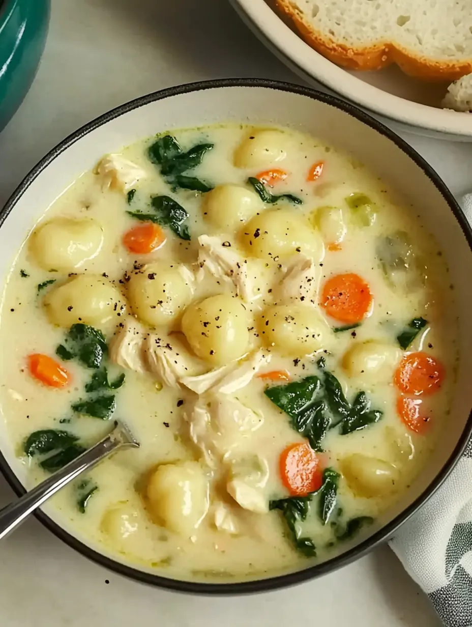 Soupe crémeuse aux gnocchis et poulet