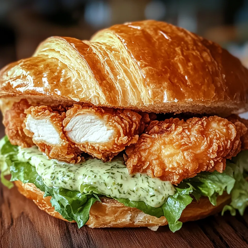 Sandwich César au poulet sur croissant