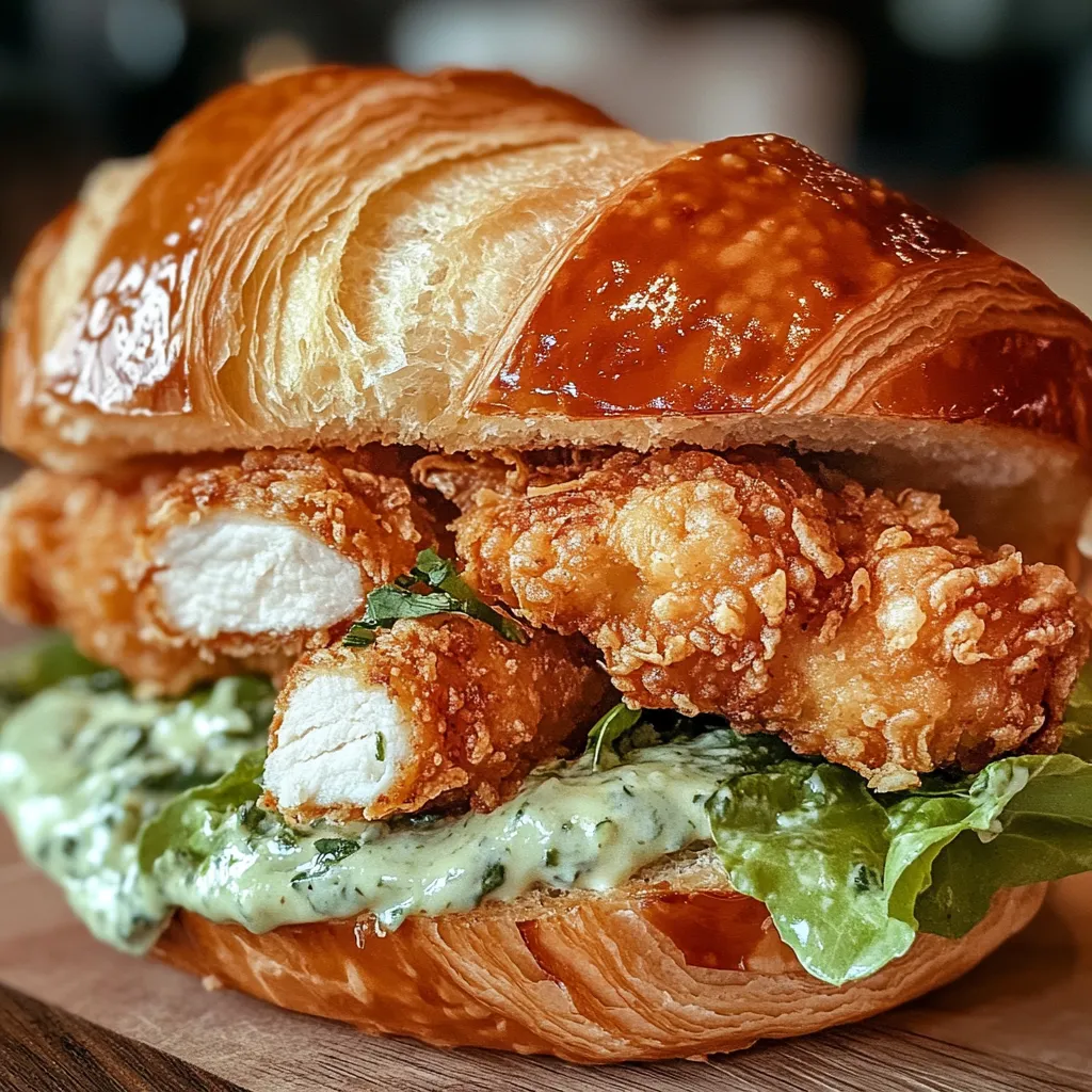 Sandwich César au poulet sur croissant facile